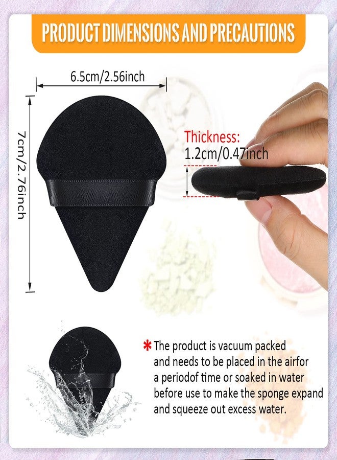 Meanplan 100 Pcs Powder Puff Face Soft Makeup Sponge Triangle Powder Puffs for Loose Velour Cosmetic Foundation Wet Dry Sponge Makeup Tools(Black) - Image 2